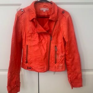 New York & Co orange leather jacket Size S